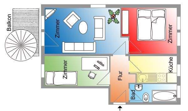 Etagenwohnung Seeland Gatersleben - 3 Zimmer, 59 m&sup2;, 355&euro; | Angebot:26065734