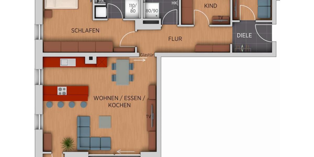 Etagenwohnung Nürnberg Gibitzenhof - 3 Zimmer, 106 m&sup2;, 1.680&euro; | Angebot:26660345