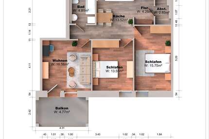 Wohnung zum Mieten in Magdeburg 835 € 77 m² 3 zimmer