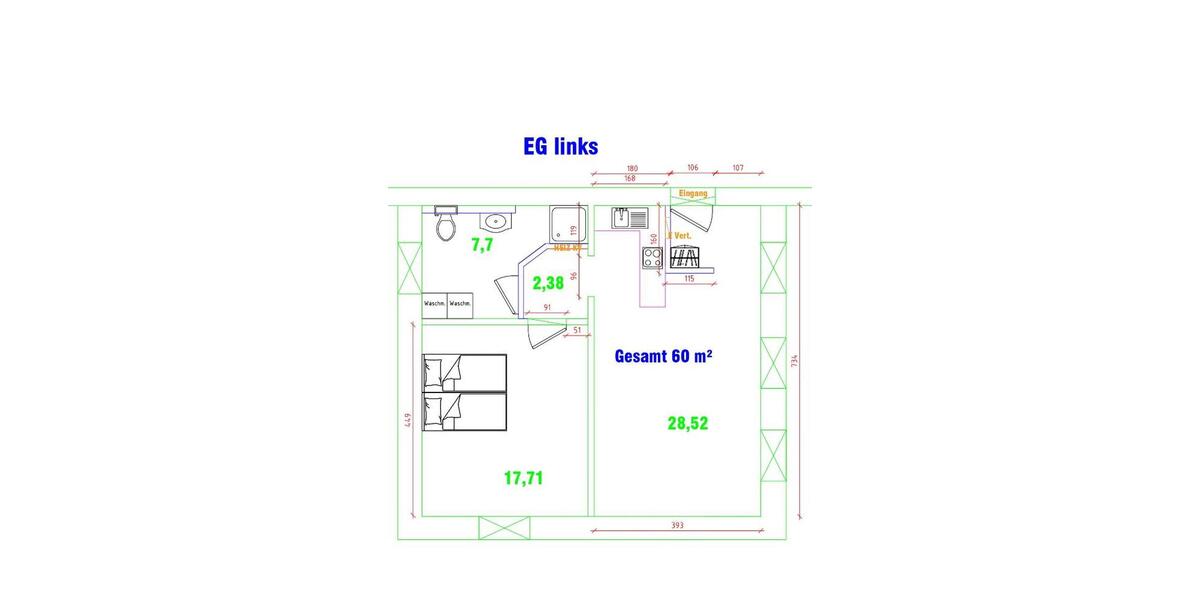 Erdgeschoßwohnung Querfurt - 2 Zimmer, 60 m&sup2;, 390&euro; | Angebot:24690920