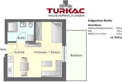 Wohnung Hüttenberg - 1 Zimmer, 35 m&sup2;, 600&euro; | Angebot:26183283