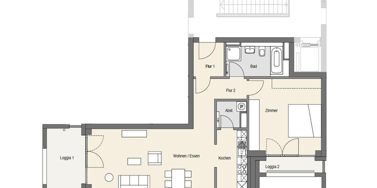 Etagenwohnung Wolfsburg - 2 Zimmer, 83 m&sup2;, 899&euro; | Angebot:26086545