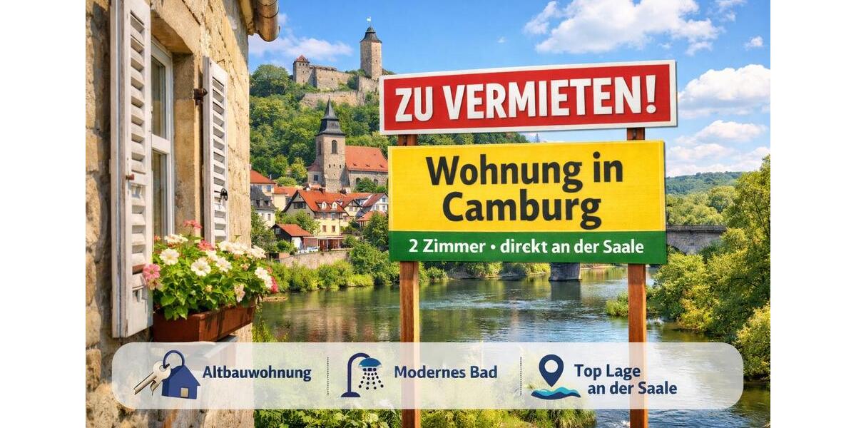 Charmante 2-Raum-Altbauwohnung direkt an der Saale- Camburg 2 zimmer