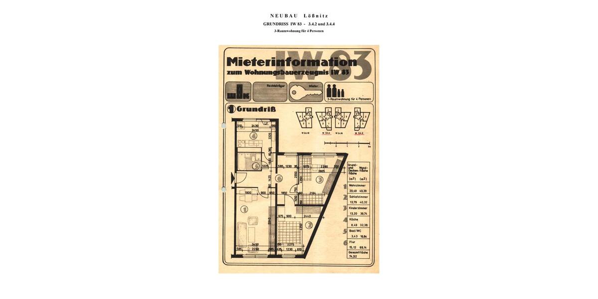 Erdgeschoßwohnung Lößnitz - 3 Zimmer, 76 m&sup2;, 360&euro; | Angebot:26001996
