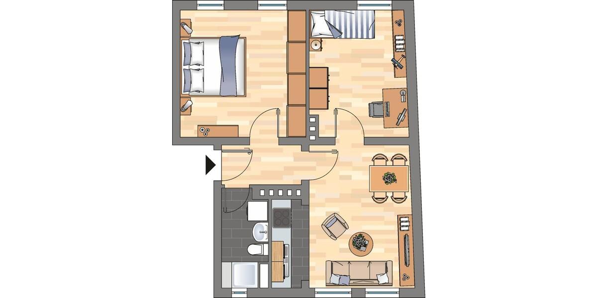 Erdgeschoßwohnung Kiel Gaarden-Ost - 2 Zimmer, 52 m&sup2;, 469&euro; | Angebot:25893447