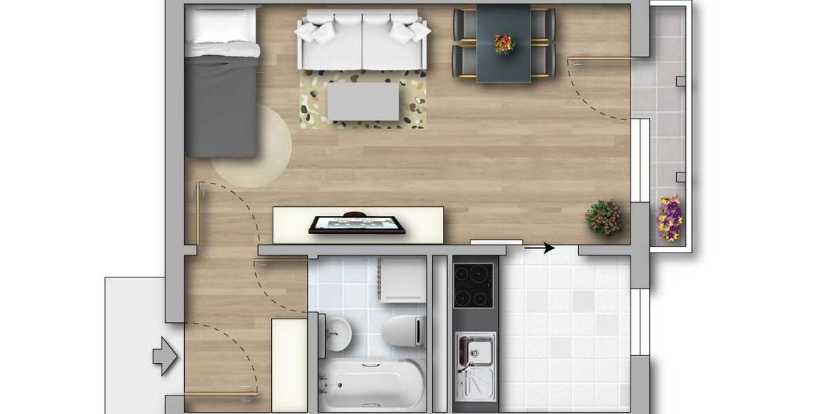 Singlewohnung zum Verlieben, Küche mit Fenster 1 zimmer