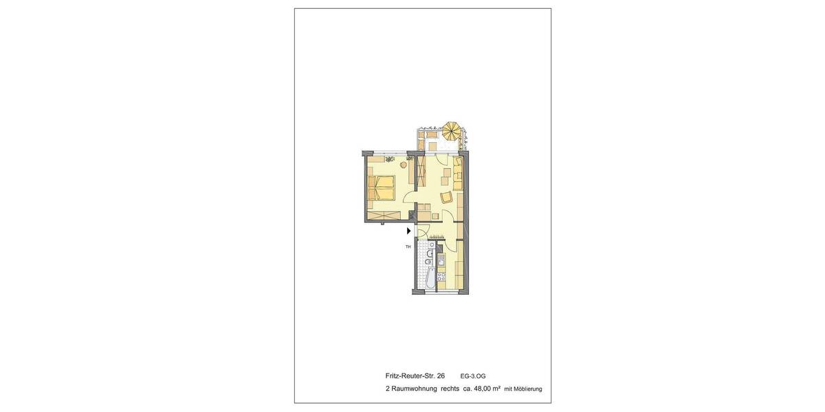 Etagenwohnung Gera Zwötzen - 2 Zimmer, 47 m&sup2;, 280&euro; | Angebot:26824941