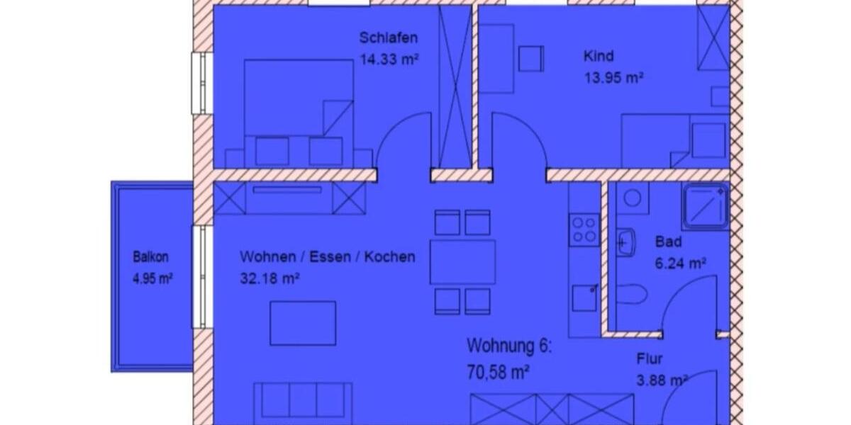Etagenwohnung Neuötting - 3 Zimmer, 73 m&sup2;, 1.095&euro; | Angebot:24754052