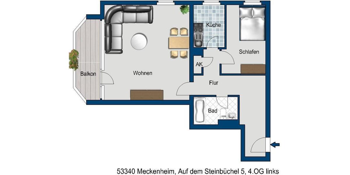 Etagenwohnung Meckenheim - 2 Zimmer, 63 m&sup2;, 704&euro; | Angebot:23866173