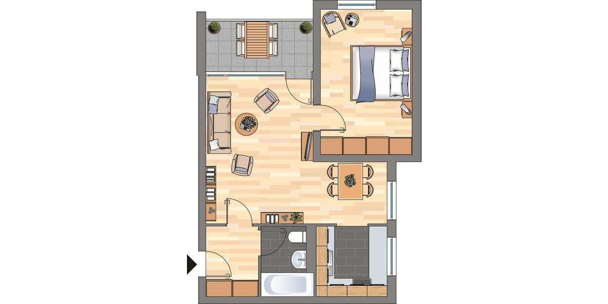 Etagenwohnung Wuppertal Gemarkung Vohwinkel - 2 Zimmer, 51 m&sup2;, 449&euro; | Angebot:26588029