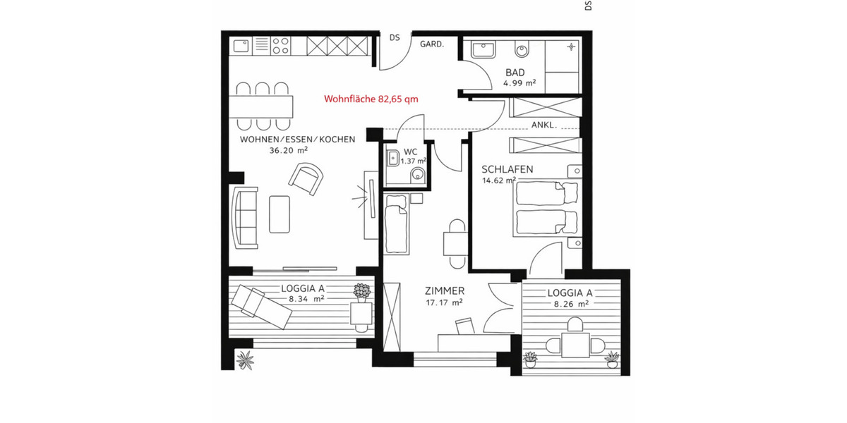 Etagenwohnung Albstadt Gemarkung Onstmettingen - 3 Zimmer, 83 m&sup2;, 950&euro; | Angebot:25182168
