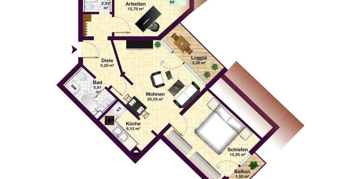 Etagenwohnung Bad Griesbach im Rottal Griesbach - 3 Zimmer, 74 m&sup2;, 660&euro; | Angebot:25837516