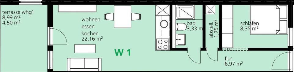 ERSTBEZUG! 2-Zimmer-Wohnung in Singen Stadtmitte (teilmöbliert)