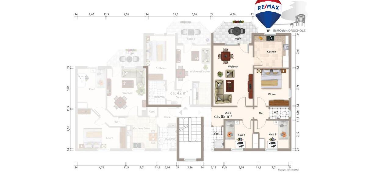 Etagenwohnung Trier West-Pallien - 4 Zimmer, 85 m&sup2;, 860&euro; | Angebot:25415838