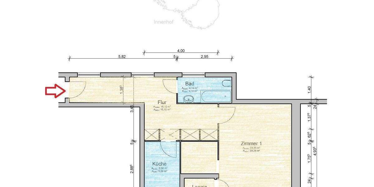 Etagenwohnung Hildesheim Neustadt - 1 Zimmer, 49 m&sup2;, 460&euro; | Angebot:25697680