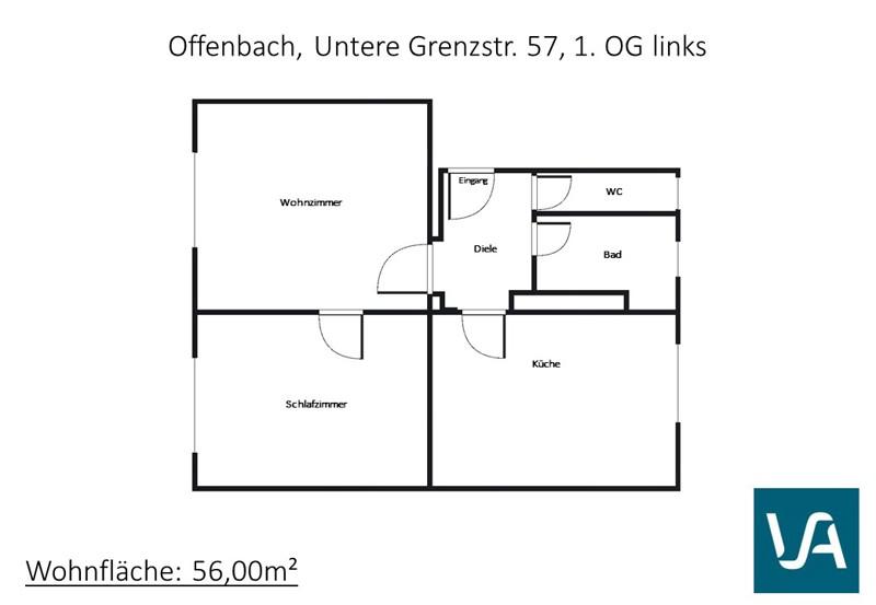Etagenwohnung Offenbach am Main Bieberer Berg - 2 Zimmer, 56 m&sup2;, 493&euro; | Angebot:26534816