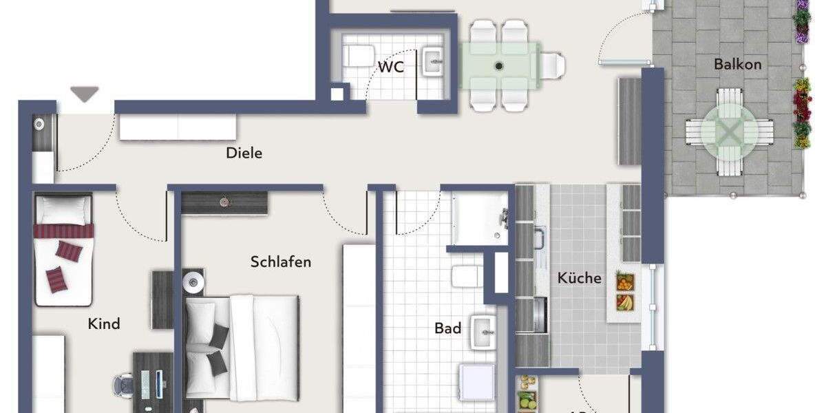 Baujahr 2022, wieder verfügbar, 3-Zimmer-ETW mit EBK, zwei Balkonen und TG-Stellplatz 3 zimmer