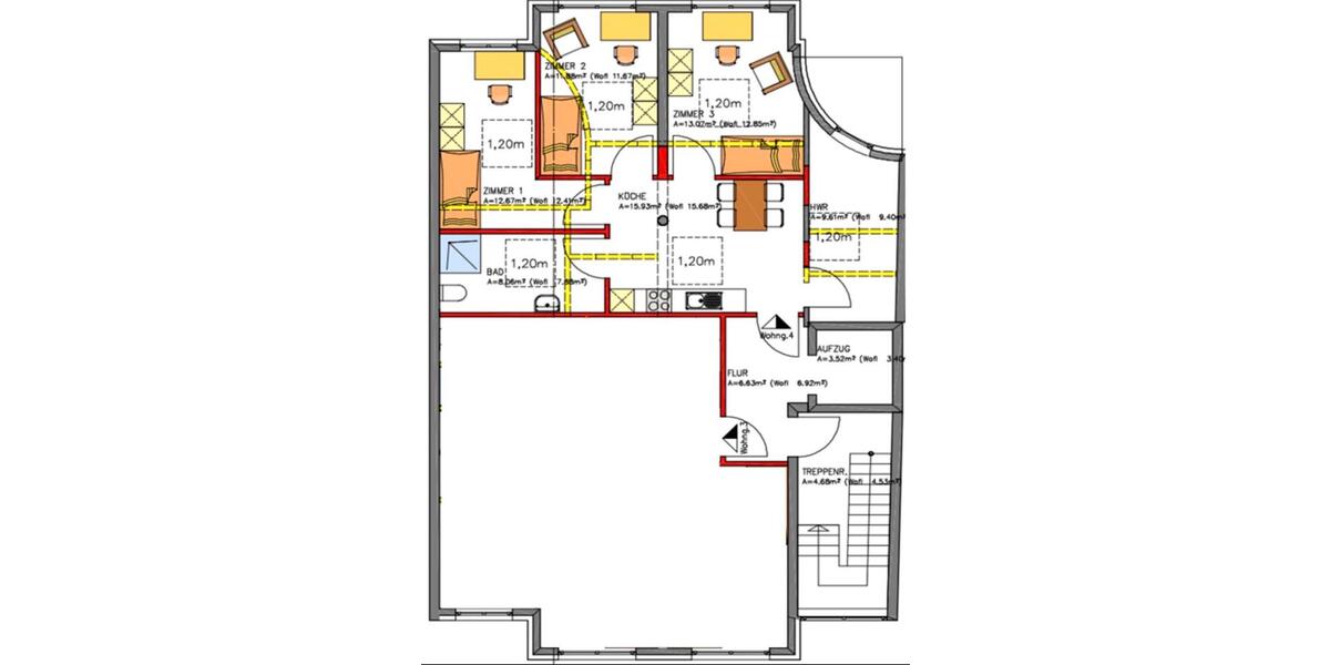 Etagenwohnung Osnabrück Fledder - 3 Zimmer, 70 m&sup2;, 1.050&euro; | Angebot:26688203