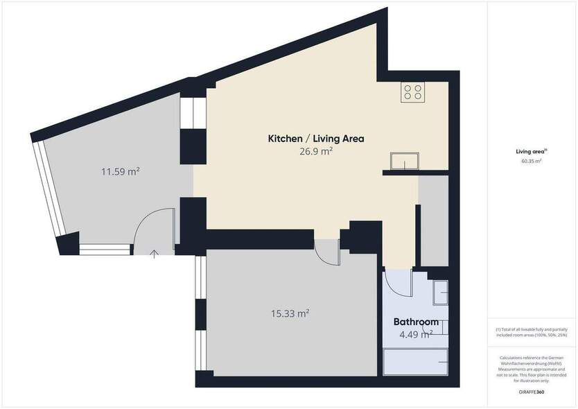 2,5-Zimmer-Wohnung im Zentrum-Nord mit EBK und Wintergarten 2 zimmer