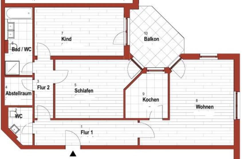 Nähe Residenz: SartoRIUssstr.6 ruhige 3-Zi Wohng, sonniger Balkon