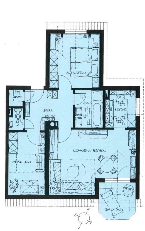 3-Zimmer DG-Wohnung (70 qm²) inkl. EBK, TG-Stellplatz, Heilbronn