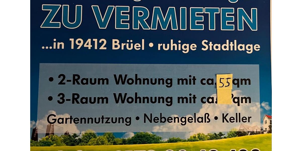 Dachgeschoßwohnung Brüel - 2 Zimmer, 55 m&sup2;, 519&euro; | Angebot:24826997