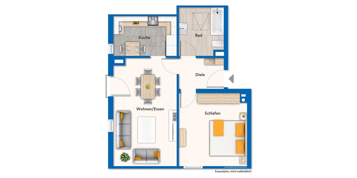Etagenwohnung Wallersdorf - 2 Zimmer, 55 m&sup2;, 490&euro; | Angebot:26000065