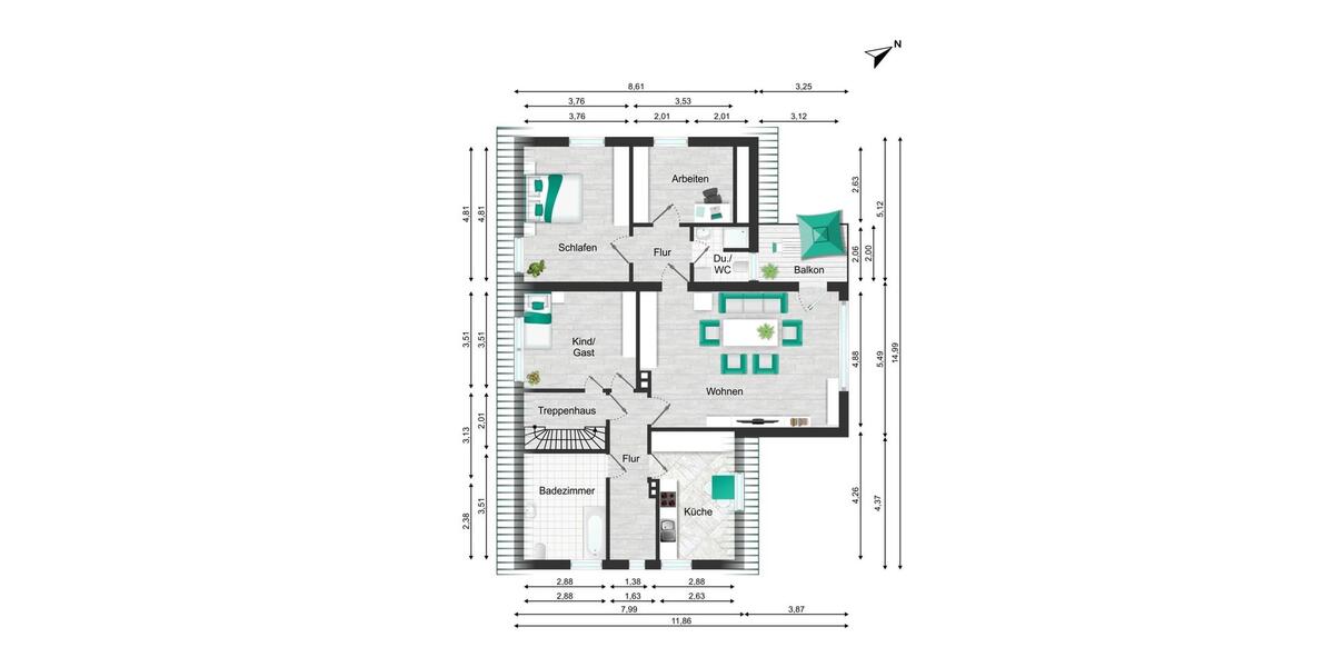 Dachgeschoßwohnung Lüneburg Ebensberg - 4 Zimmer, 105 m&sup2;, 1.450&euro; | Angebot:26282938
