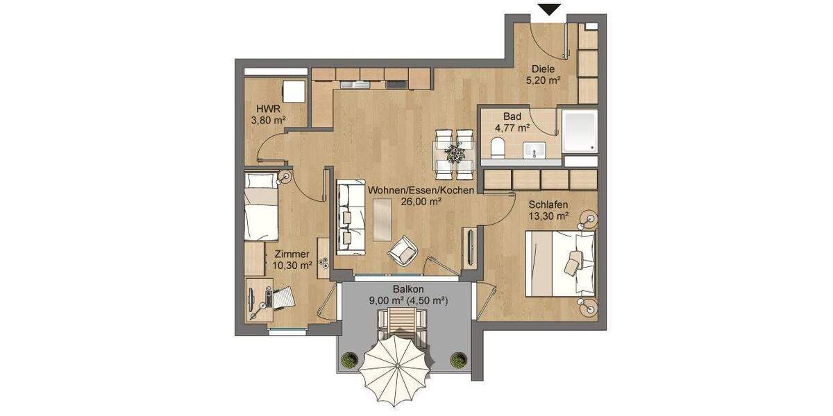 Etagenwohnung Hanau Lamboy - 3 Zimmer, 67 m&sup2;, 815&euro; | Angebot:25096134