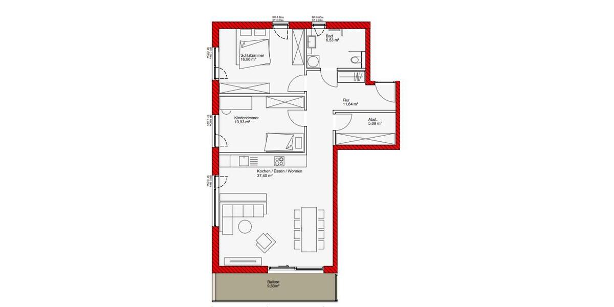 Etagenwohnung Tiefenbach - 3 Zimmer, 96 m&sup2;, 1.050&euro; | Angebot:26632575