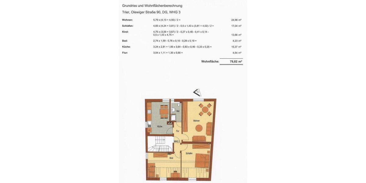 Etagenwohnung Trier Olewig - 3 Zimmer, 80 m&sup2;, 760&euro; | Angebot:25701078