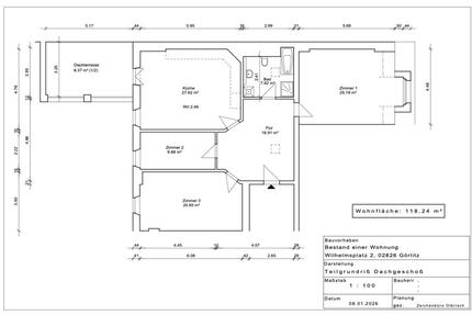 Wohnung Görlitz - 3 Zimmer, 118 m&sup2;, 1.000&euro; | Angebot:25791880