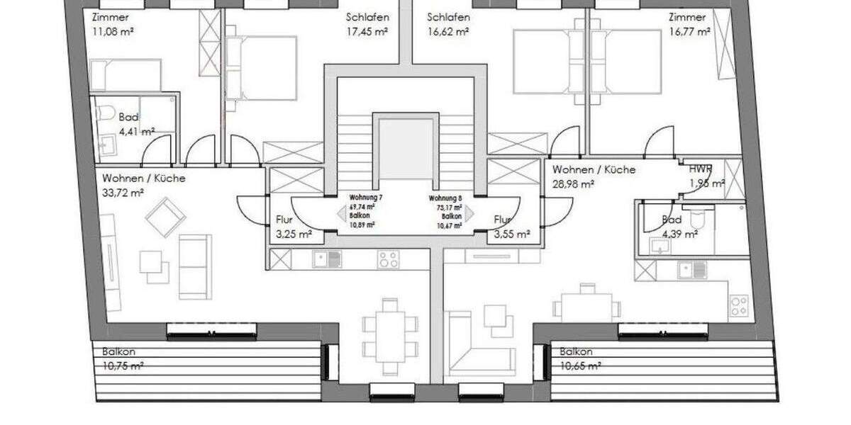 Etagenwohnung Emden Stadtzentrum - 2 Zimmer, 75 m&sup2;, 1.190&euro; | Angebot:24980057