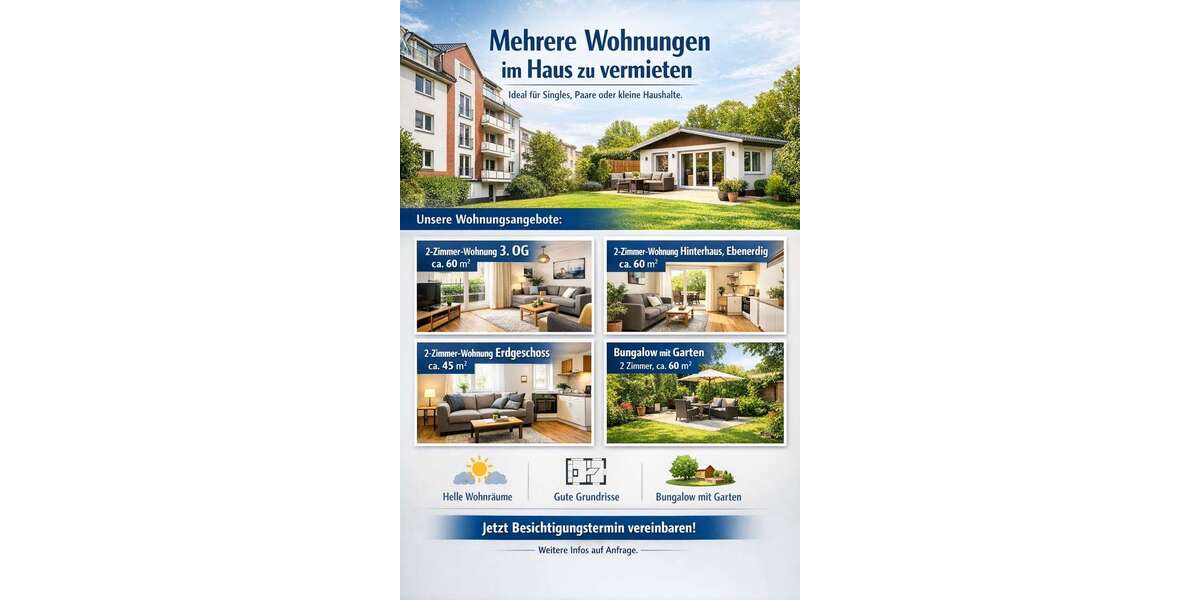 Etagenwohnung Hannover Hainholz - 2 Zimmer, 60 m&sup2;, 900&euro; | Angebot:26124861