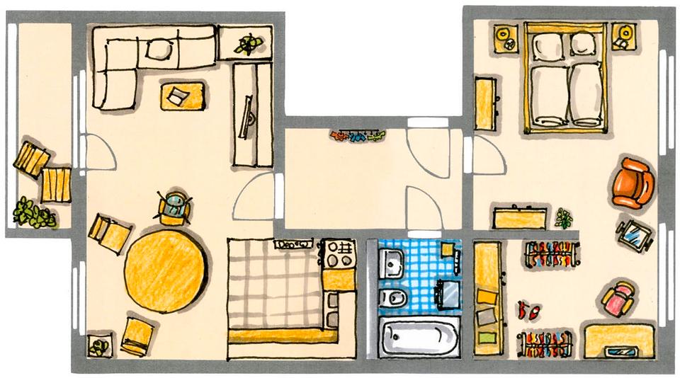 Erdgeschoßwohnung Chemnitz Hilbersdorf - 2 Zimmer, 49 m&sup2;, 263&euro; | Angebot:26013546