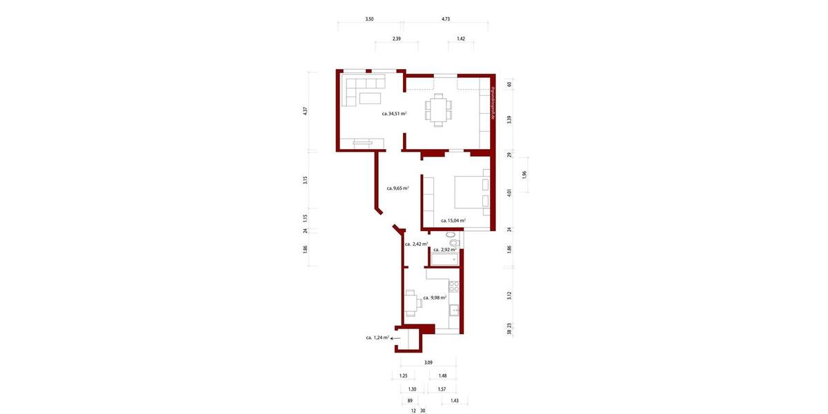Dachgeschoßwohnung Wilhelmshaven - 2 Zimmer, 75 m&sup2;, 515&euro; | Angebot:26687656