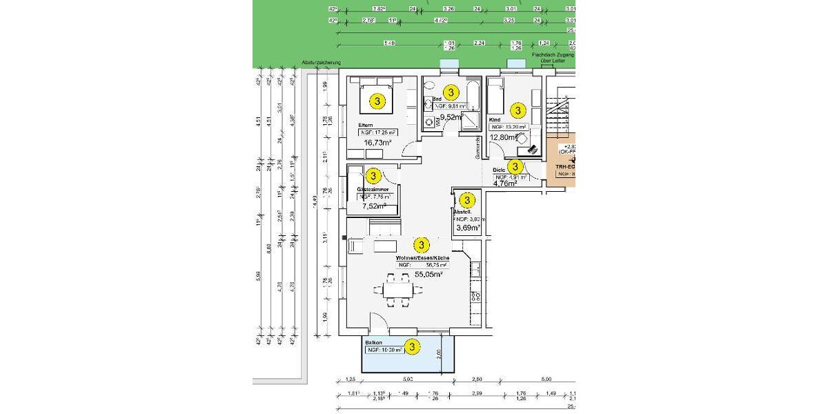 4 Zi. Wohnung (Nr. 3) im EG mit Balkon - Etagenwohnung Adelsdorf OT | Angebot:24466871