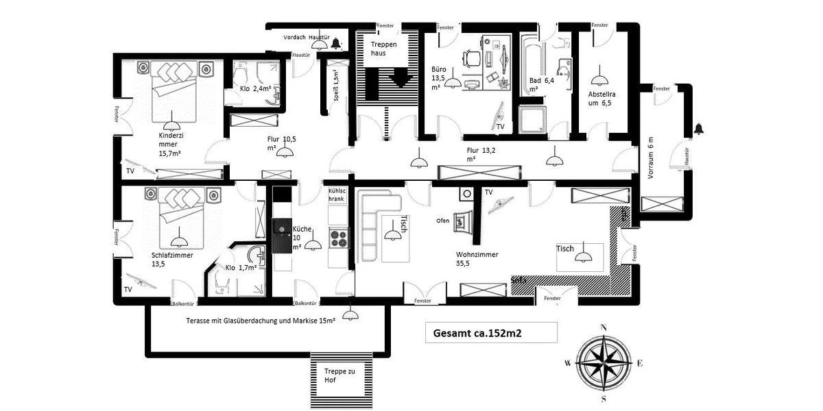 Erdgeschoßwohnung Miltach - 5 Zimmer, 152 m&sup2;, 900&euro; | Angebot:26343070