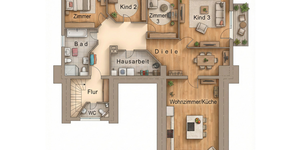 Dachgeschoßwohnung Delbrück - 5 Zimmer, 160 m&sup2;, 1.400&euro; | Angebot:24751079