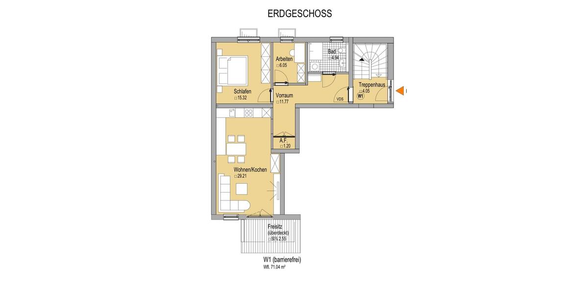 Erdgeschoßwohnung Kirchroth - 3 Zimmer, 71 m&sup2;, 1.230&euro; | Angebot:26238961