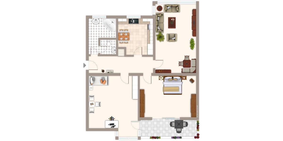 Erdgeschoßwohnung Mönchengladbach Süd - 3 Zimmer, 74 m&sup2;, 709&euro; | Angebot:25323291