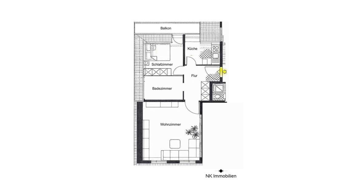 Etagenwohnung Zwickau Marienthal - 2 Zimmer, 47 m&sup2;, 360&euro; | Angebot:26763898