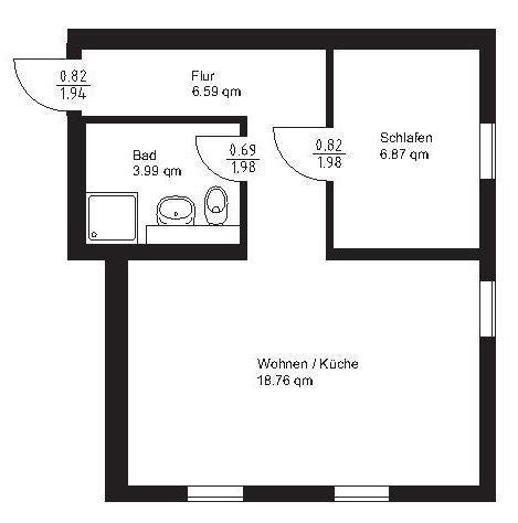 Etagenwohnung Ilmenau - 2 Zimmer, 37 m&sup2;, 339&euro; | Angebot:26425564