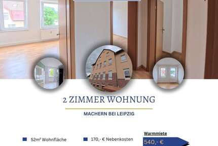 Wohnung Machern - 2 Zimmer, 52 m&sup2;, 370&euro; | Angebot:27279374