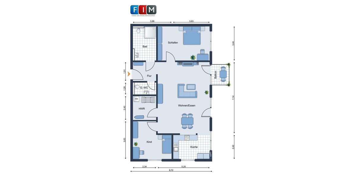 Etagenwohnung Melle - 3 Zimmer, 99 m&sup2;, 1.240&euro; | Angebot:25930748