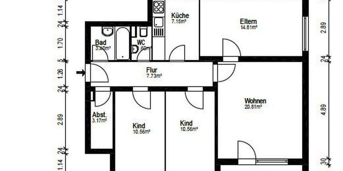 Etagenwohnung Wiesbaden Delkenheim - 4 Zimmer, 80 m&sup2;, 1.250&euro; | Angebot:25070798