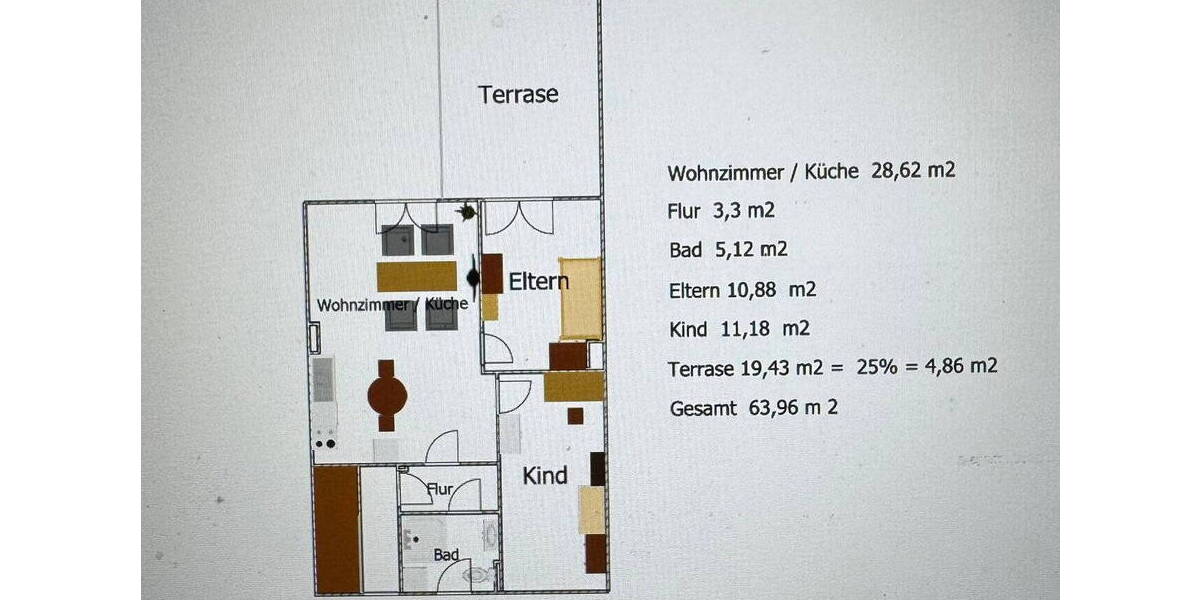 Etagenwohnung Köln Dünnwald - 3 Zimmer, 64 m&sup2;, 1.300&euro; | Angebot:26731562