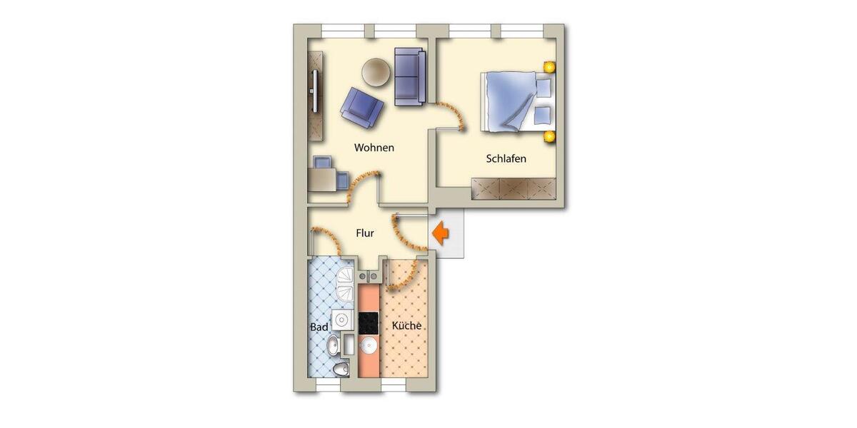 Erdgeschoßwohnung Freiberg - 2 Zimmer, 47 m&sup2;, 291&euro; | Angebot:26003191