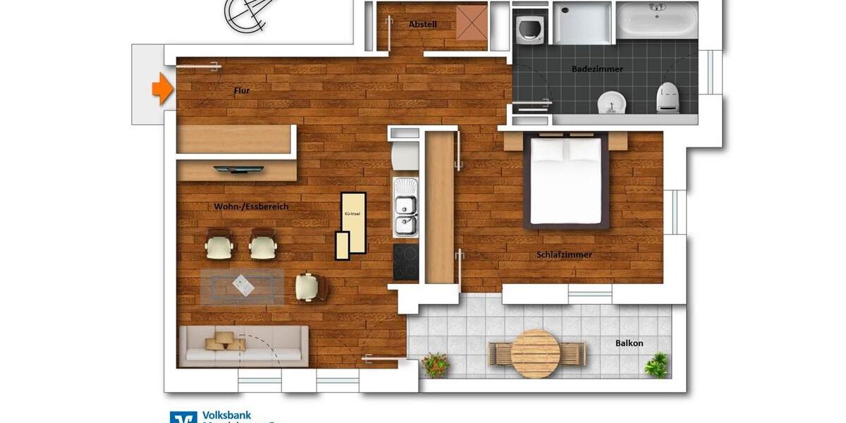 Erdgeschoßwohnung Magdeburg Brückfeld - 2 Zimmer, 65 m&sup2;, 940&euro; | Angebot:26476546
