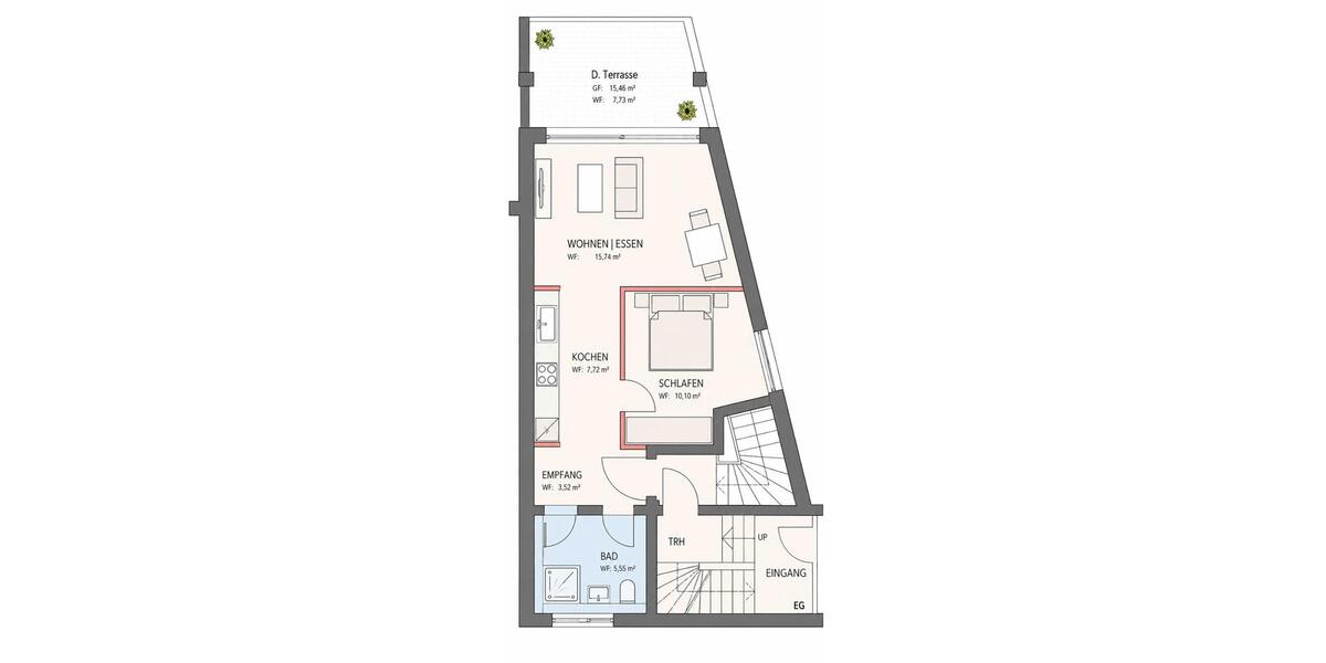 Etagenwohnung Essen Stadtbezirk IV - 2 Zimmer, 46 m&sup2;, 495&euro; | Angebot:26551082